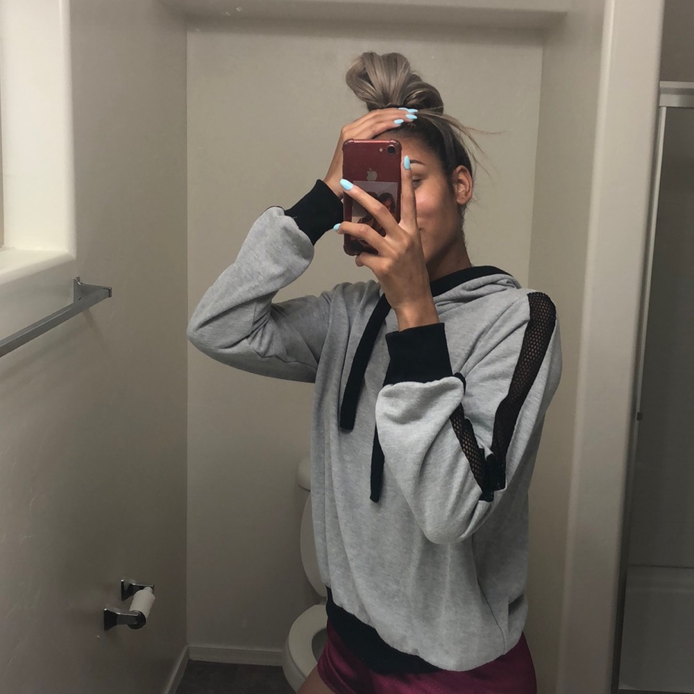 Grey and black mesh sweatshirt